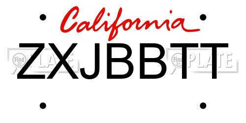 ZXJBBTT California License Plate