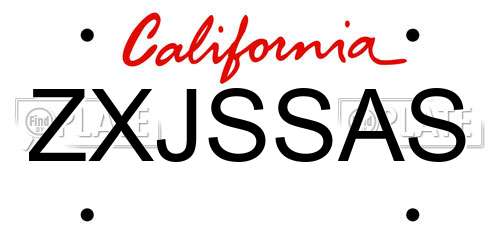 ZXJSSAS California License Plate