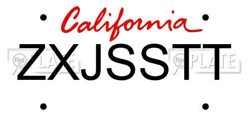 ZXJSSTT California License Plate