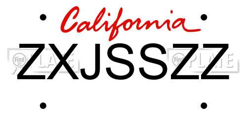 ZXJSSZZ California License Plate