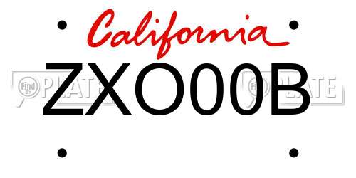 ZXO00B California License Plate