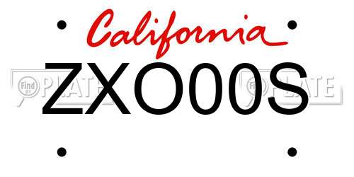 ZXO00S California License Plate