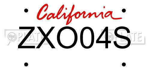ZXO04S California License Plate