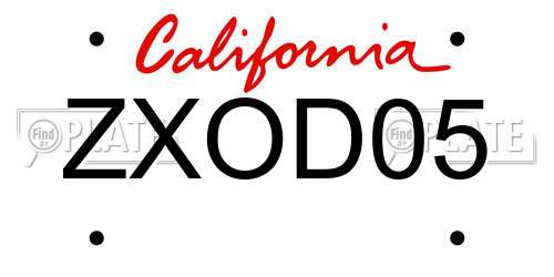 ZXOD05 California License Plate