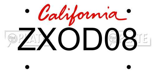 ZXOD08 California License Plate