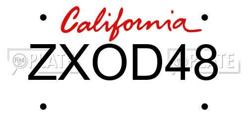 ZXOD48 California License Plate