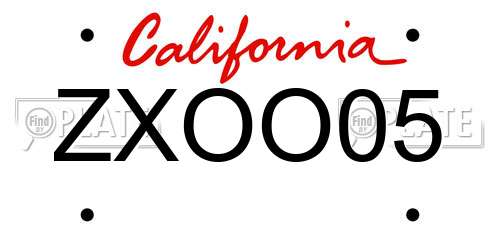 ZXOO05 California License Plate