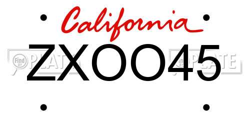 ZXOO45 California License Plate