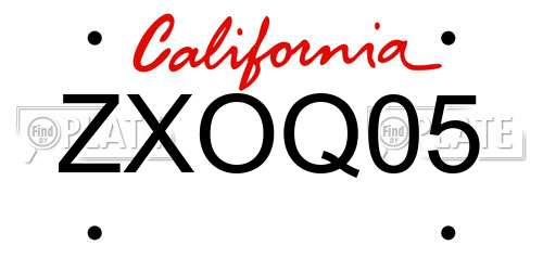 ZXOQ05 California License Plate