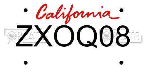 ZXOQ08 California License Plate
