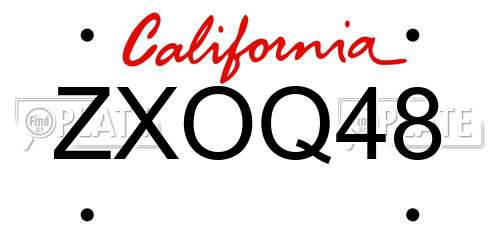 ZXOQ48 California License Plate