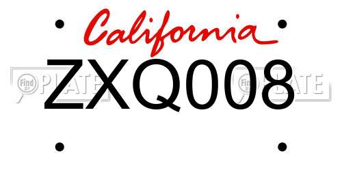 ZXQ008 California License Plate