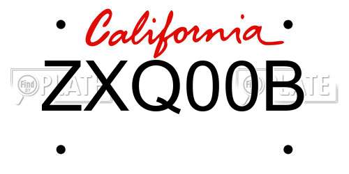 ZXQ00B California License Plate