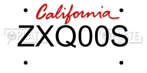 ZXQ00S California License Plate