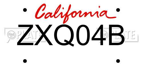 ZXQ04B California License Plate