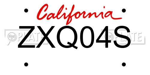 ZXQ04S California License Plate