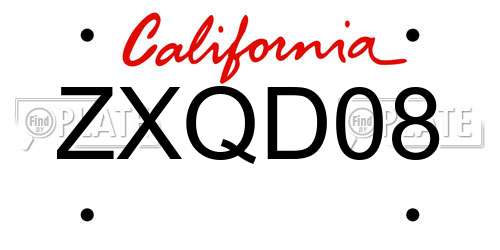 ZXQD08 California License Plate