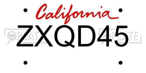 ZXQD45 California License Plate