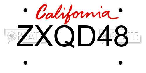 ZXQD48 California License Plate