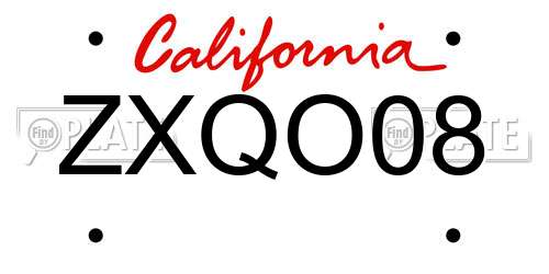 ZXQO08 California License Plate