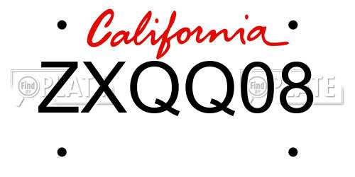 ZXQQ08 California License Plate