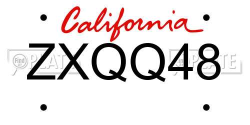 ZXQQ48 California License Plate