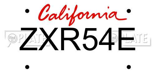 ZXR54E California License Plate