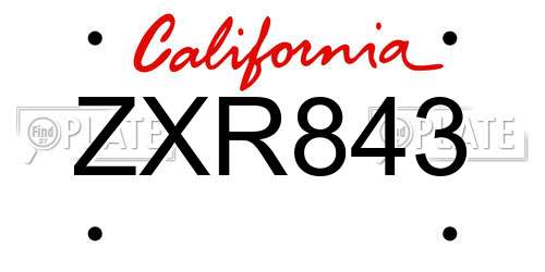ZXR843 California License Plate