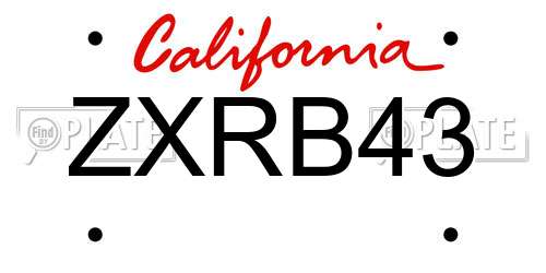 ZXRB43 California License Plate
