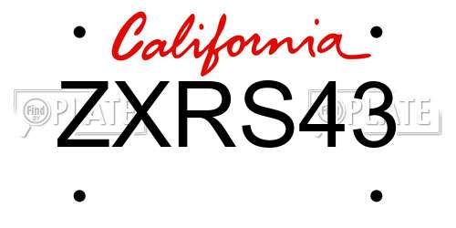 ZXRS43 California License Plate