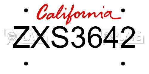 ZXS3642 California License Plate