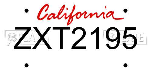 ZXT2195 California License Plate