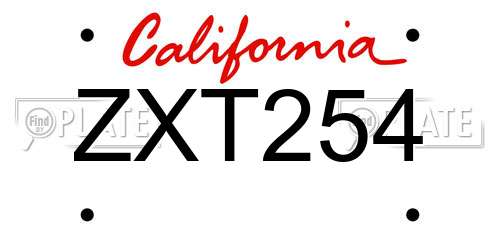 ZXT254 California License Plate