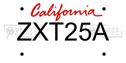 ZXT25A California License Plate