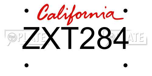 ZXT284 California License Plate