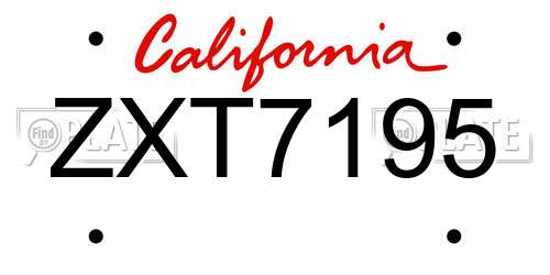 ZXT7195 California License Plate