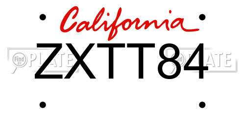 ZXTT84 California License Plate