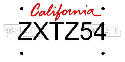 ZXTZ54 California License Plate