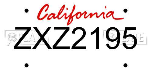 ZXZ2195 California License Plate