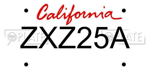 ZXZ25A California License Plate