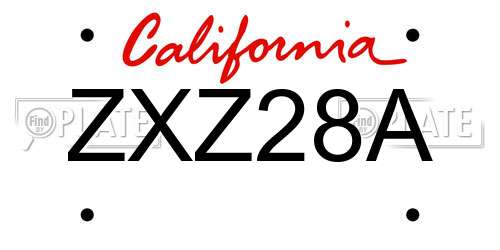 ZXZ28A California License Plate