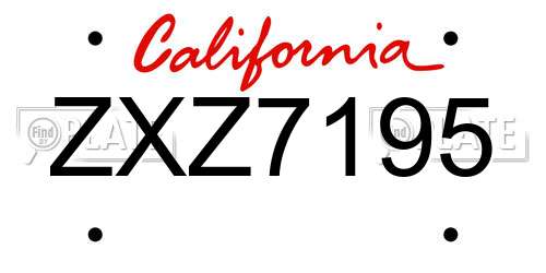 ZXZ7195 California License Plate