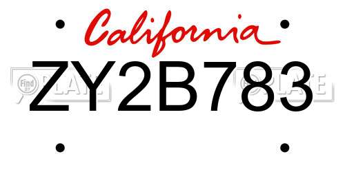 ZY2B783 California License Plate