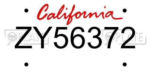 ZY56372 California License Plate