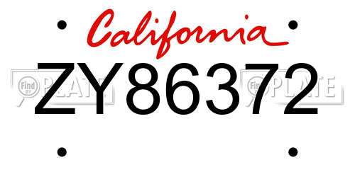 ZY86372 California License Plate