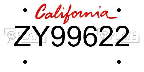ZY99622 California License Plate