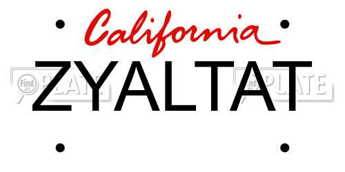 ZYALTAT California License Plate
