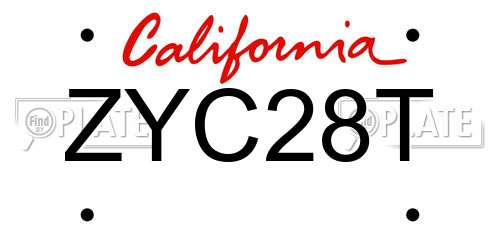 ZYC28T California License Plate