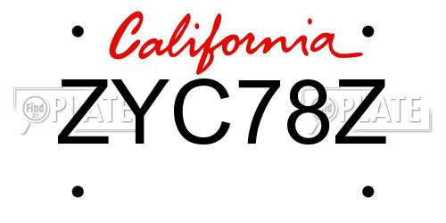 ZYC78Z California License Plate