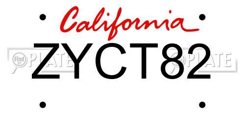 ZYCT82 California License Plate